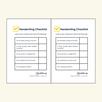 handwriting checklist for students to self monitor handwriting skills