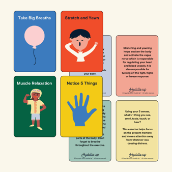 printable flash cards featuring coping strategies to regulate big emotions