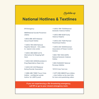 national hotlines & textlines poster